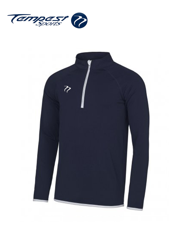 Mens Navy White Half Zip Midlayer